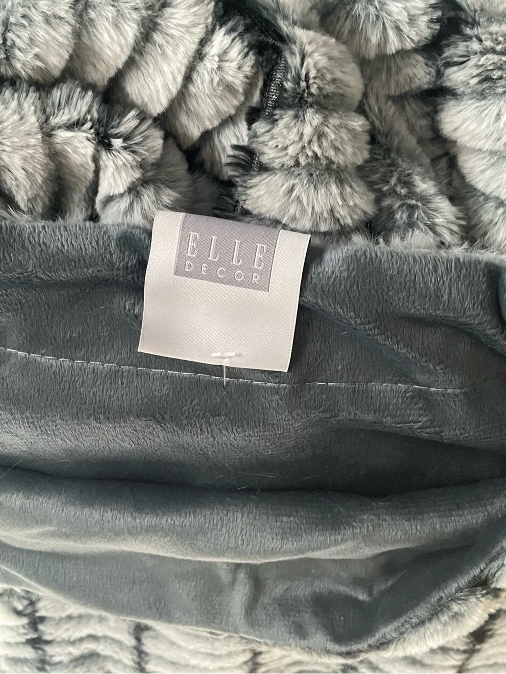 Elle Decor MCM Faux Fur Home Accent Throw Blanket Blue/Green NWT